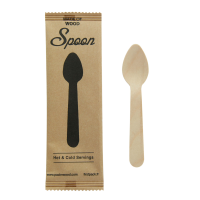 Wooden coffee spoon, kraft wrap   H110mm