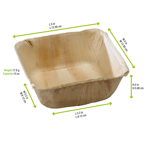 Square palm leaf bowl