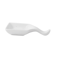 White porcelain mini square spoon